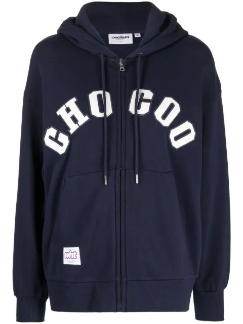 CHOCOOLATE logo-appliqué zip-up hoodie