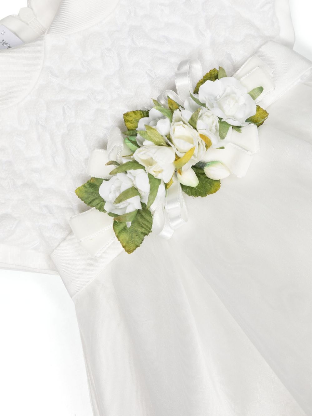 Shop Colorichiari Floral-appliqué Pleated Dress In White