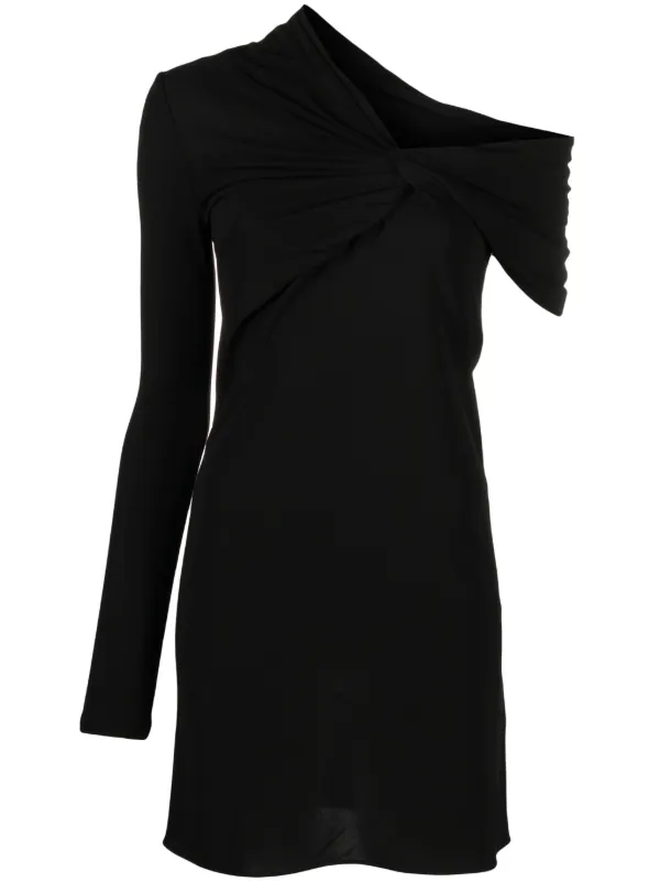 Saint Laurent twist-front Asymmetric Minidress | Black | FARFETCH