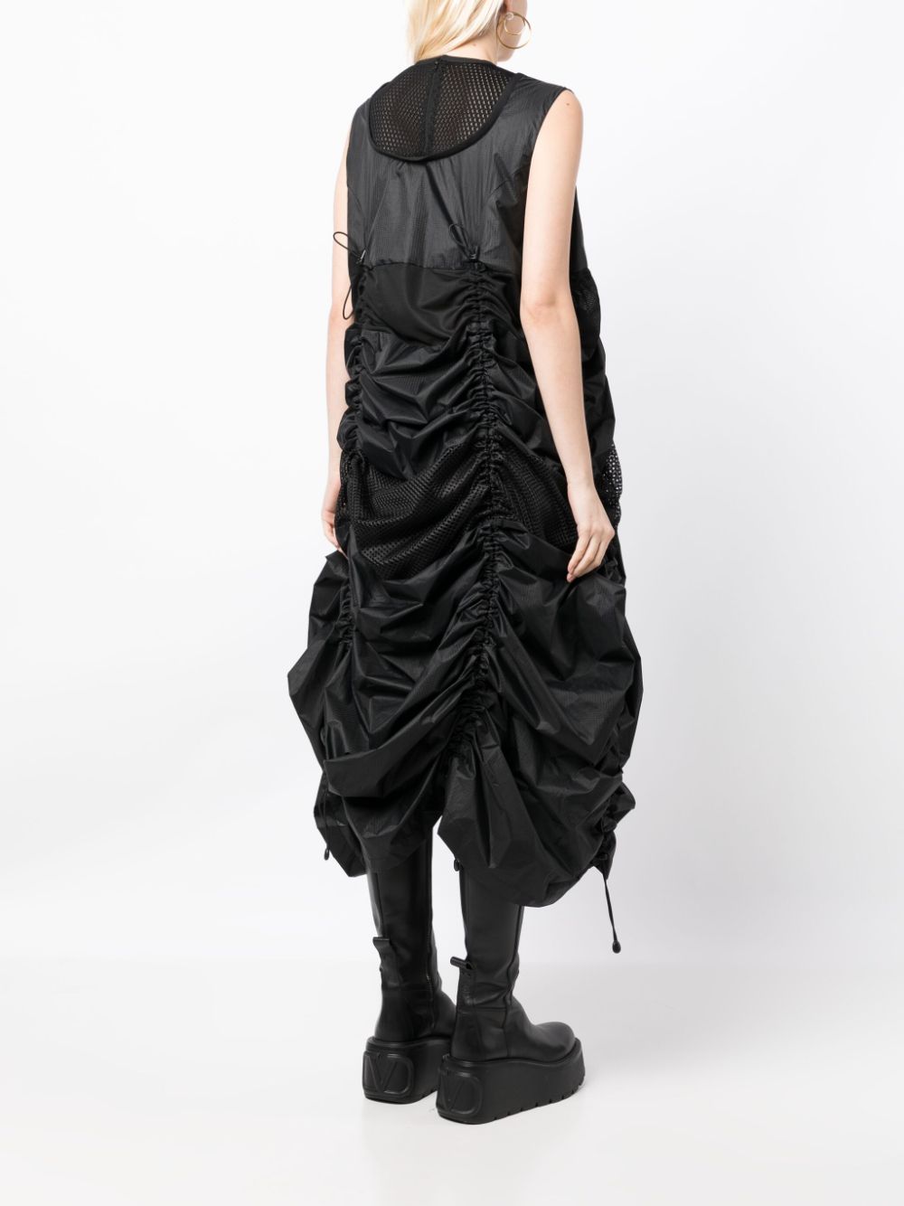 Shop Junya Watanabe Ruched A-line Midi Dress In Black