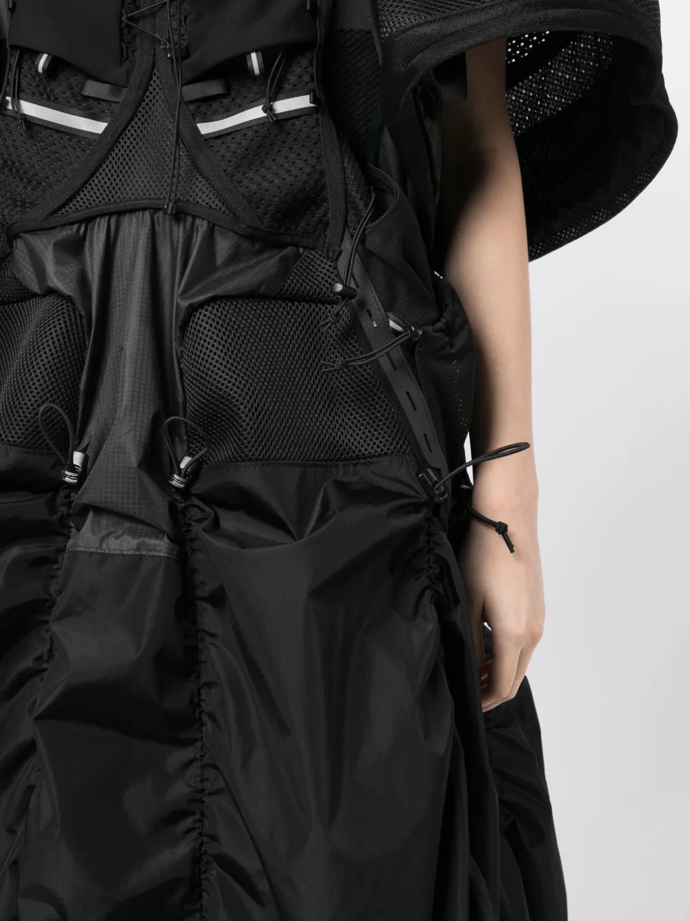 Shop Junya Watanabe Ruched-detailing Drawstring Midi Dress In Black