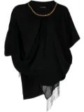 Junya Watanabe fringe-detail draped top - Black