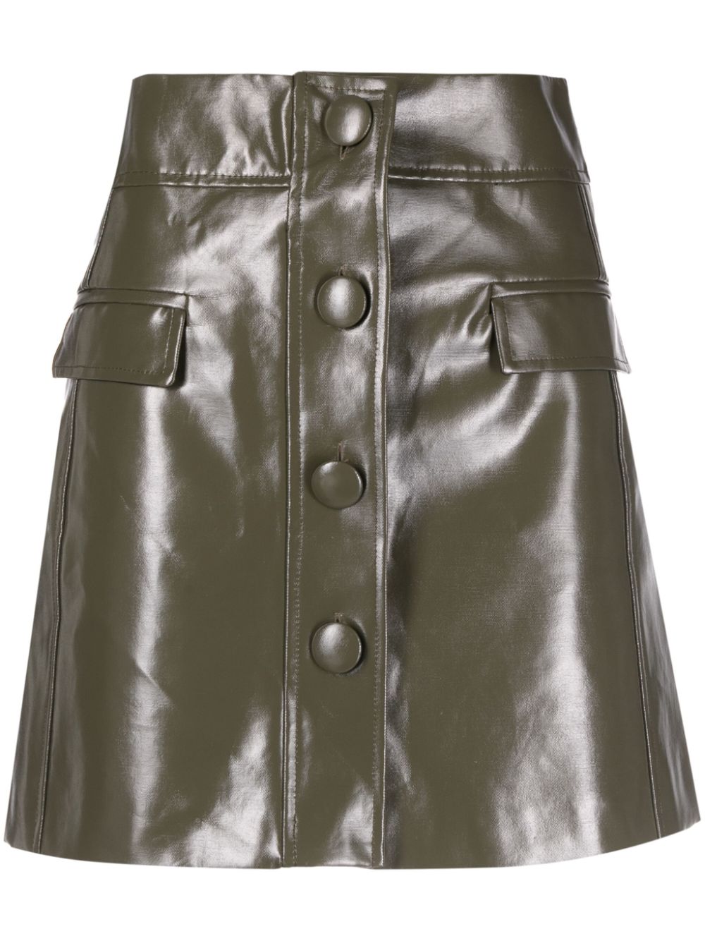 patent-finish A-line miniskirt