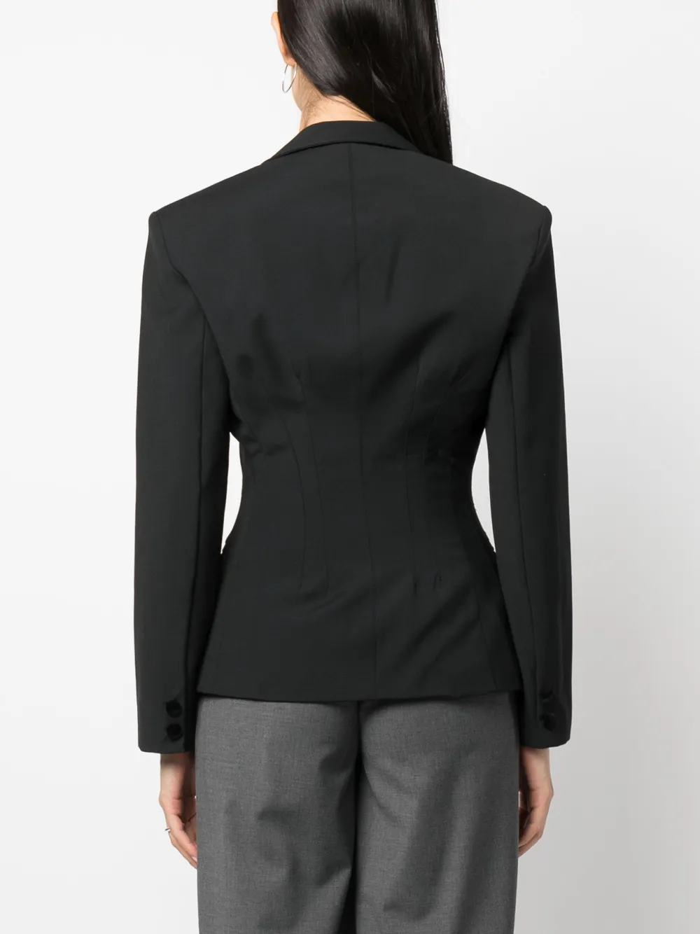 Mvp Wardrobe Panelled-bodice Double-breasted Blazer In Black