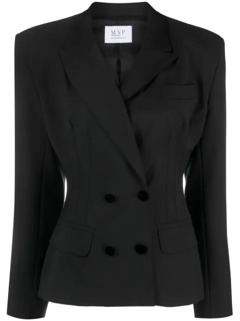 mvp wardrobe panelled-bodice double-breasted blazer