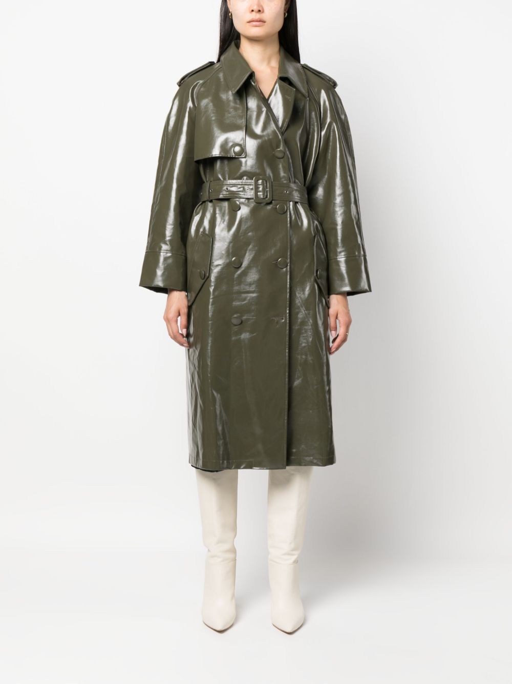 mvp wardrobe Trenchcoat met dubbele rij knopen - Groen