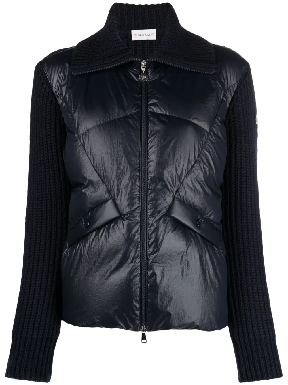 Moncler Panelled Down Jacket In Blue