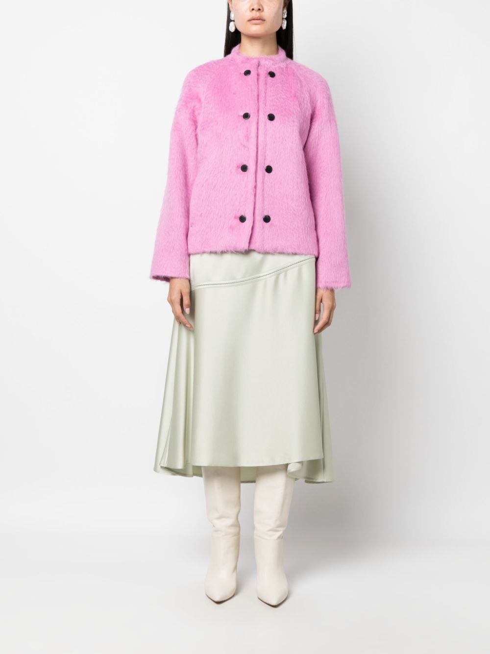 Max Mara faux-fur double-breasted coat - Roze