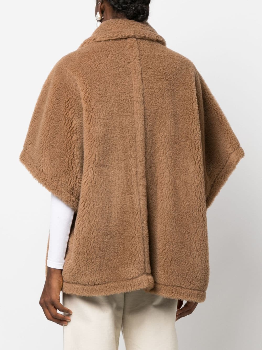 Max Mara Teddy-fabric oversized-collar cape - Bruin