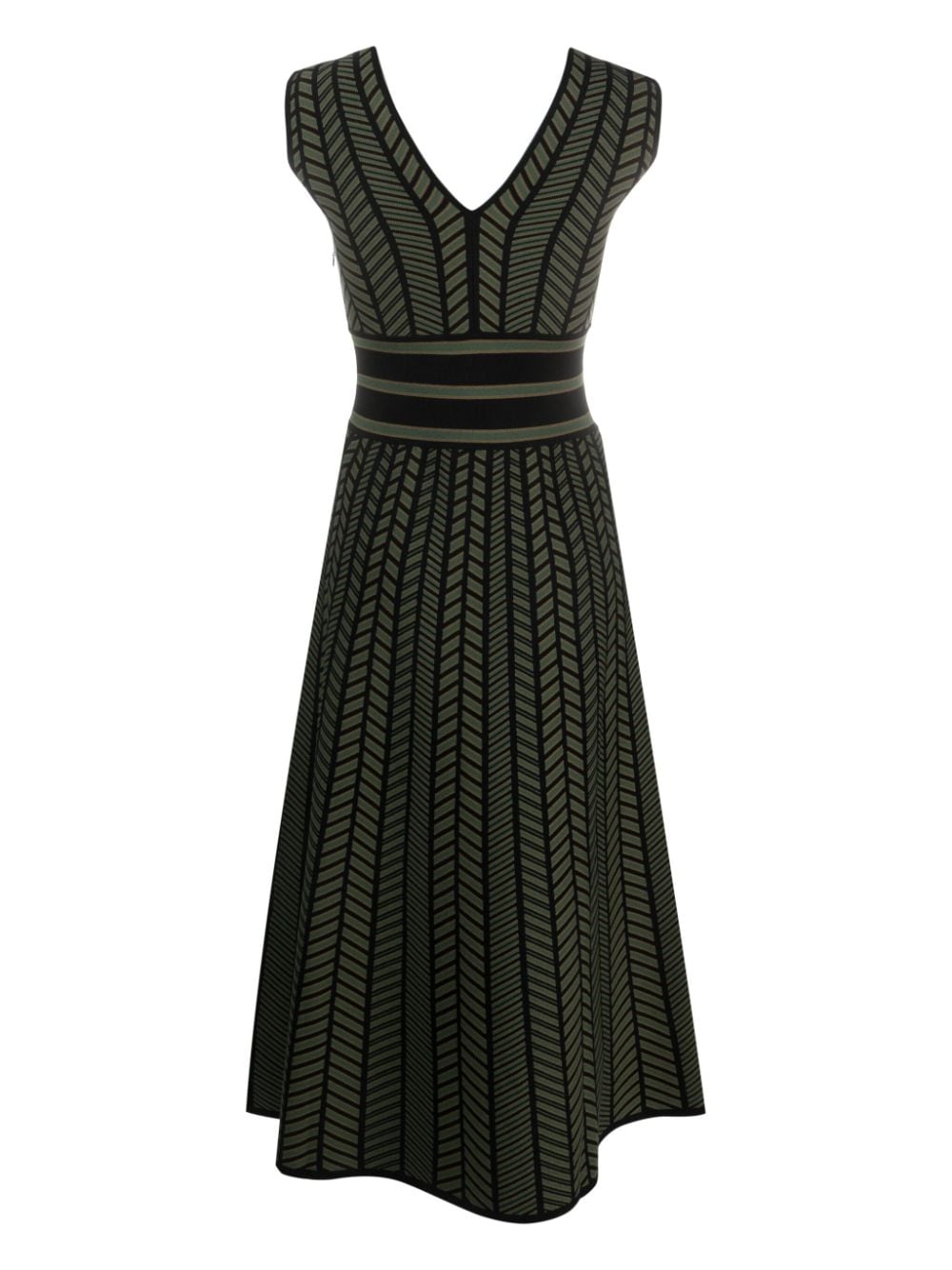 Max Mara chevron-knit jacquard midi dress - Groen