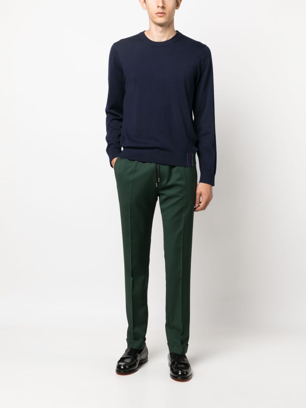 Shop Paul Smith Drawstring Tapered-leg Trousers In Green