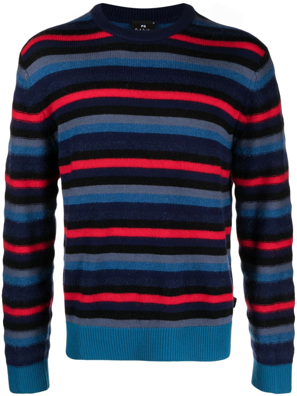 crew-neck stripe-pattern jumper