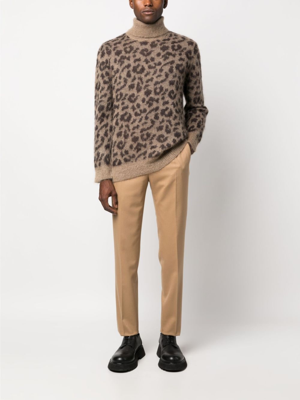 P.A.R.O.S.H. leopard-print roll-neck jumper - Bruin