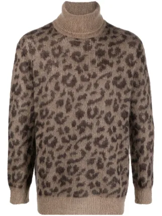 Leopard print roll neck jumper best sale