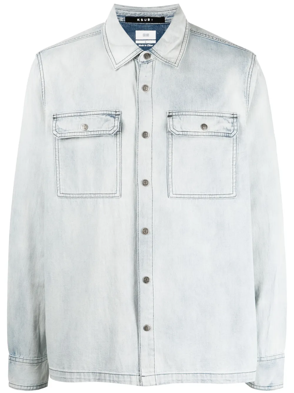 Western Baby Boy Shirt – Ranch Print Long Sleeve Denim Button Down, Boho Lapel Collar, Autumn & Winter Top