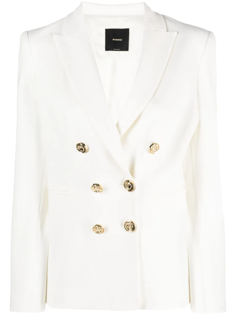 Shop Pinko Peak-lapel Double-breasted Blazer In White