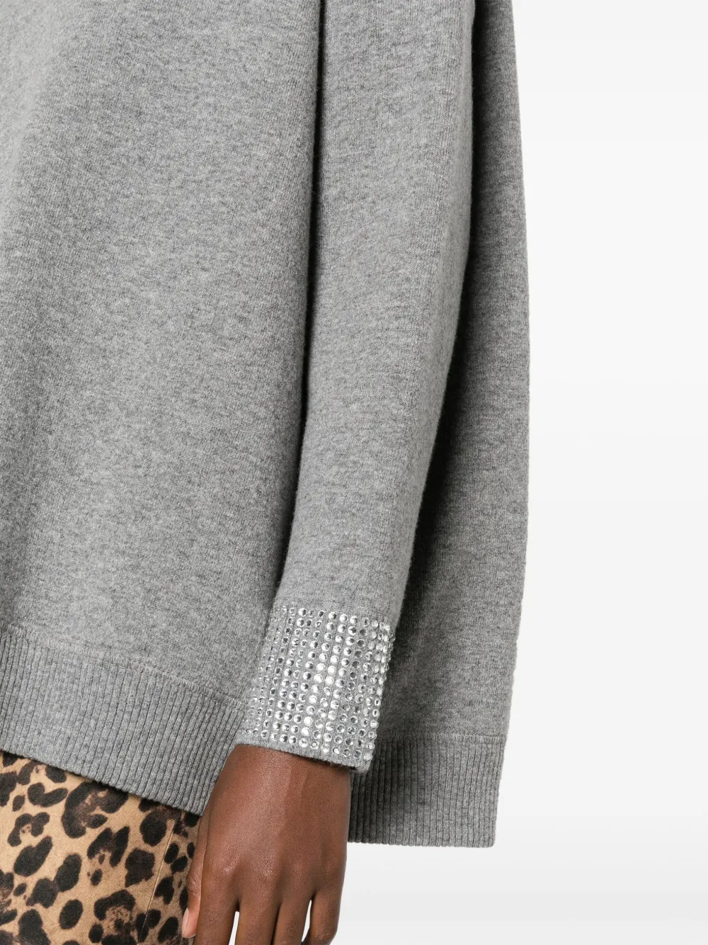 Valentino Rhinestone-embellished Wool Jumper In Grey