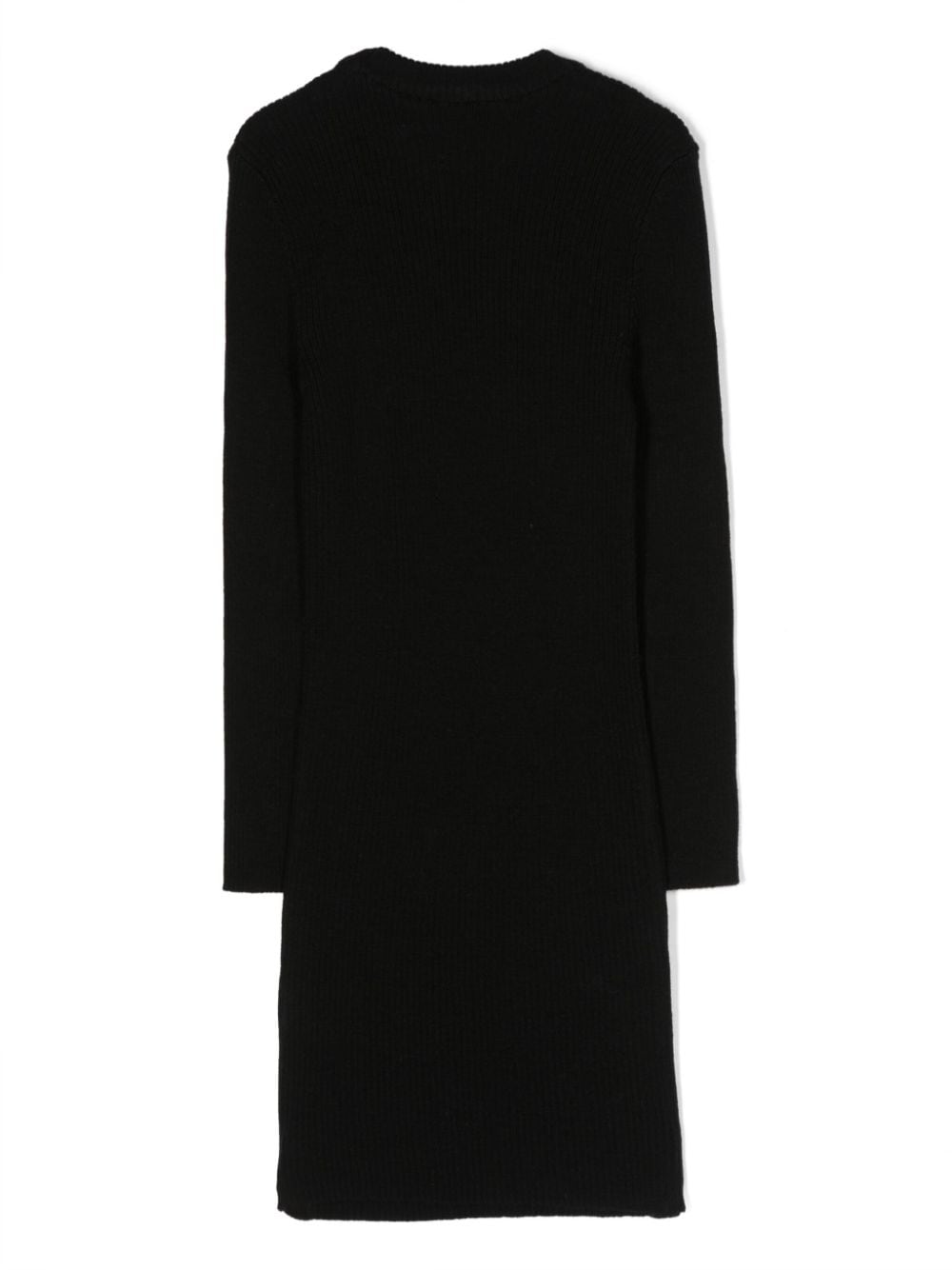 Shop Missoni Intarsia-knit Logo Ribbed-knit Dress In Black