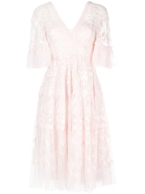 Needle & Thread lace-detailing V-neck dress 