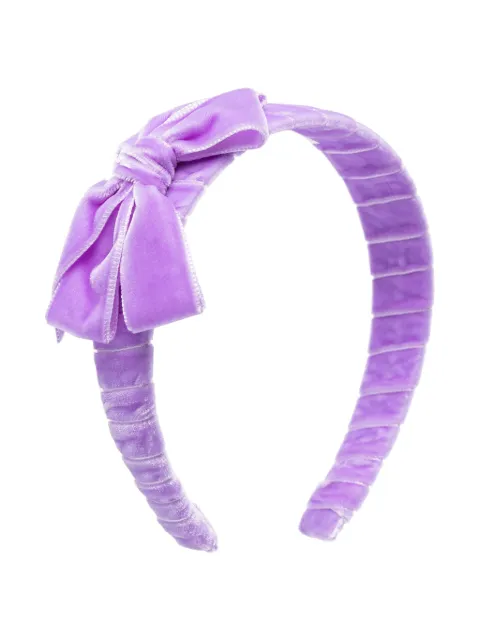 Colorichiari bow-detail velour striped headband 