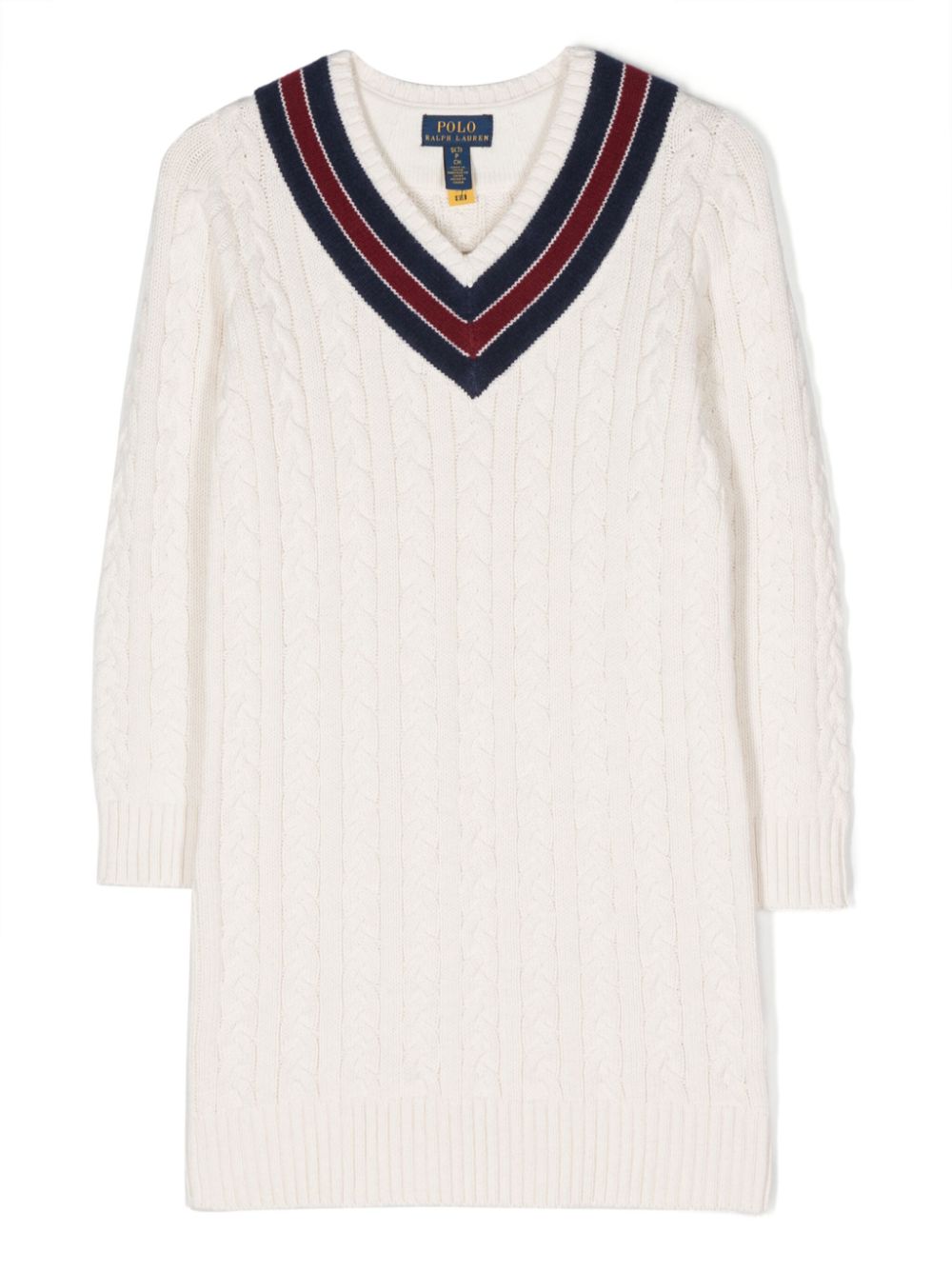 POLO RALPH LAUREN KIDS cable-knit wool dress - White