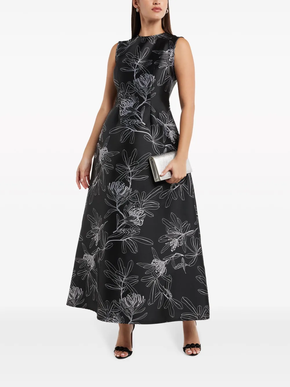 AZZALIA Maxi-jurk met bloemenprint - Zwart