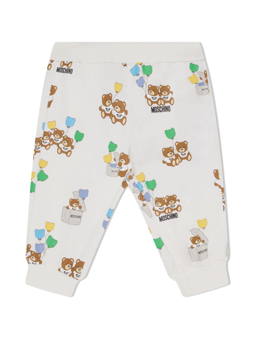 Moschino Kids' Teddy Bear-print Cotton Trousers In White