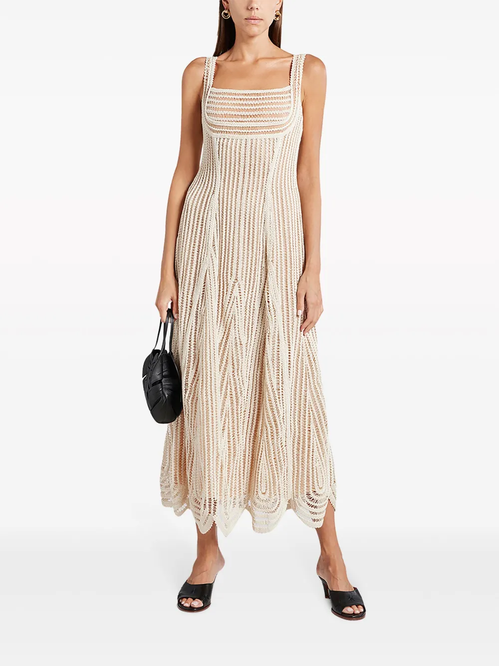Simkhai scallop-hem midi dress - Beige