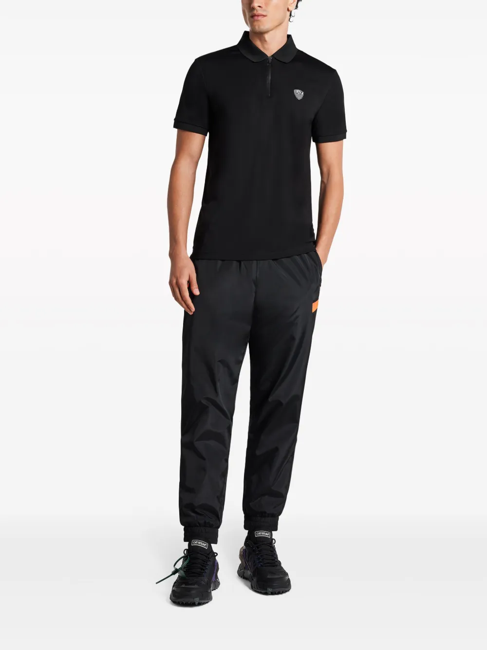 Ea7 Emporio Armani logo-print cotton track pants - Zwart