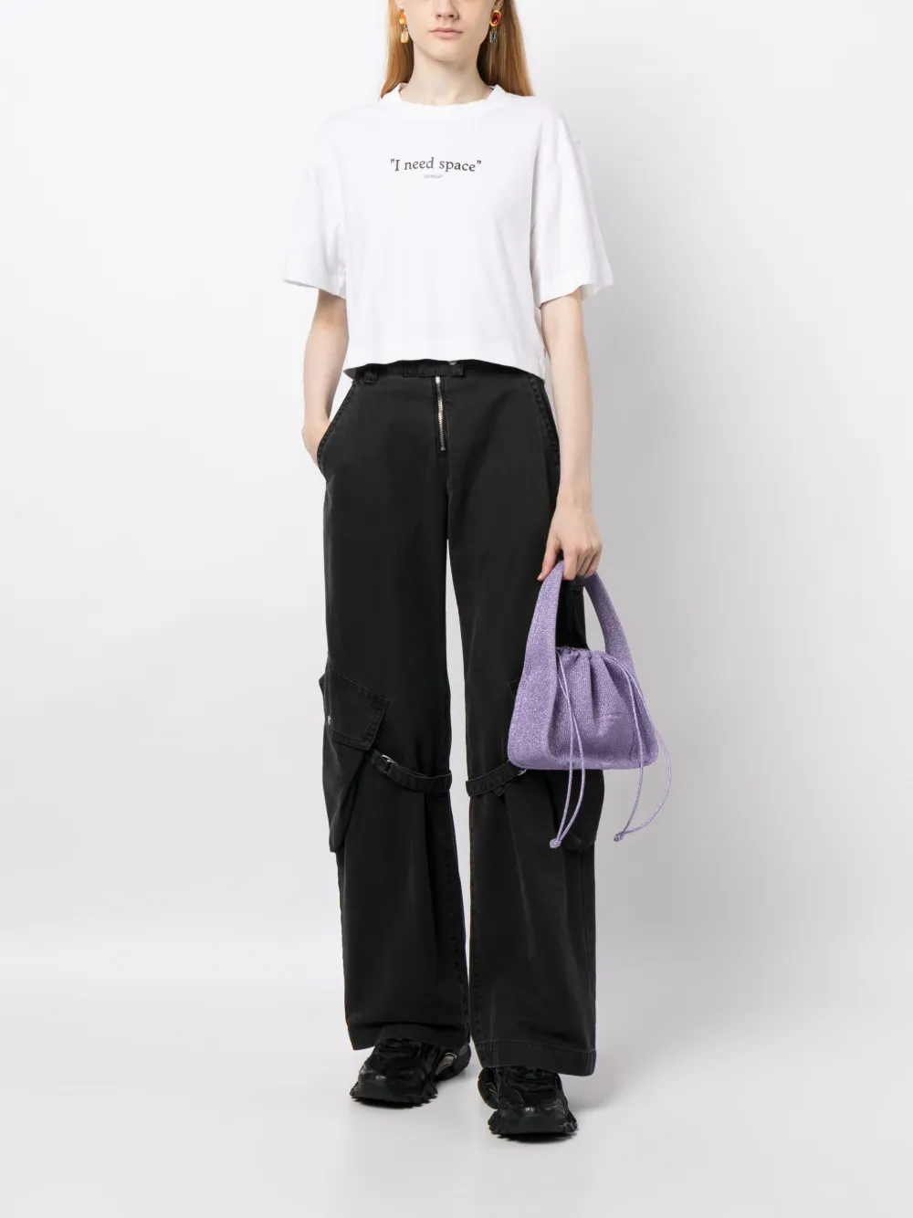 Off-White T-shirt met tekst Wit