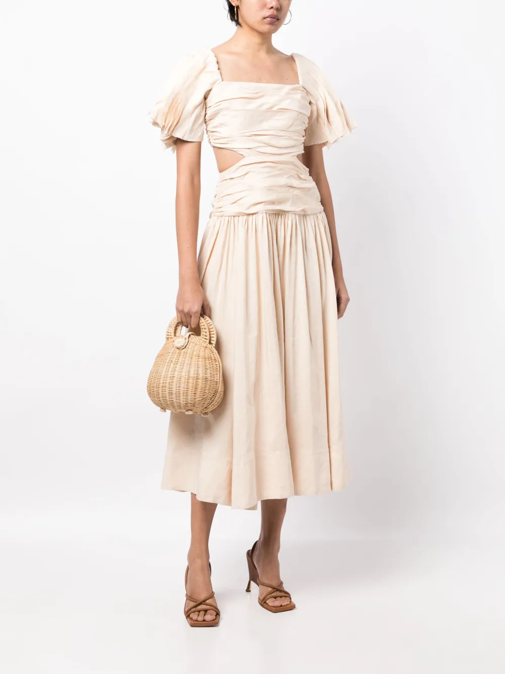 Aje Marianne ruched cut-out dress - Beige