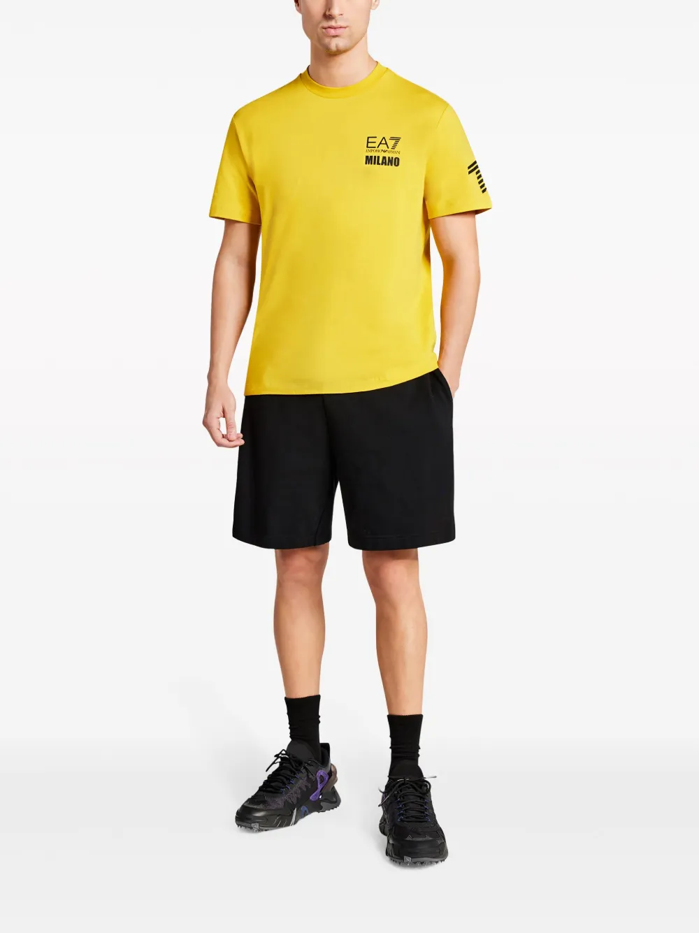 Ea7 Emporio Armani logo-print cotton T-shirt - Geel