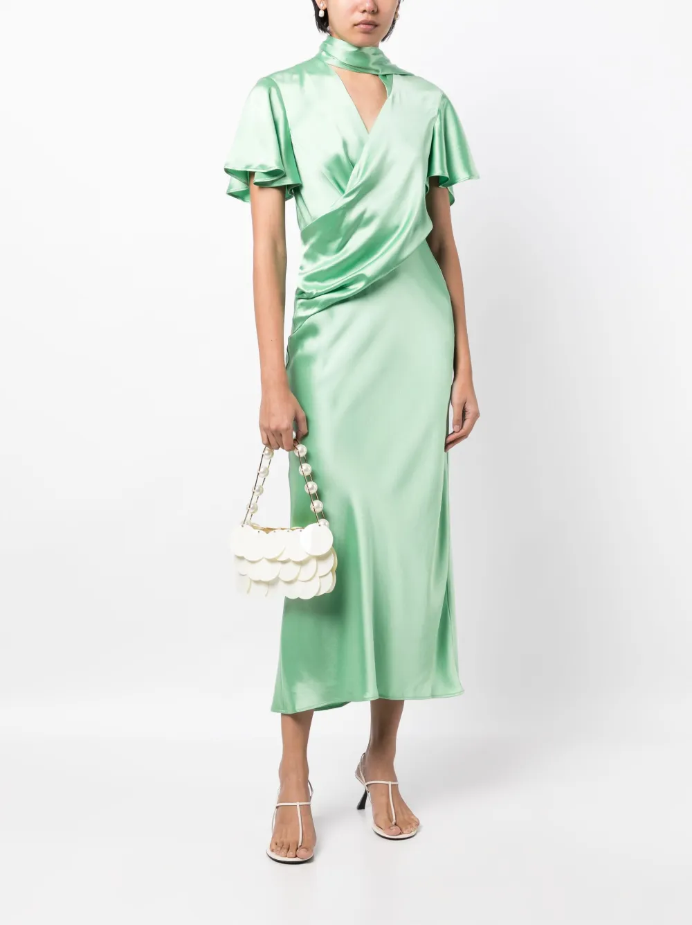 Acler Eastcott draped satin midi dress - Groen