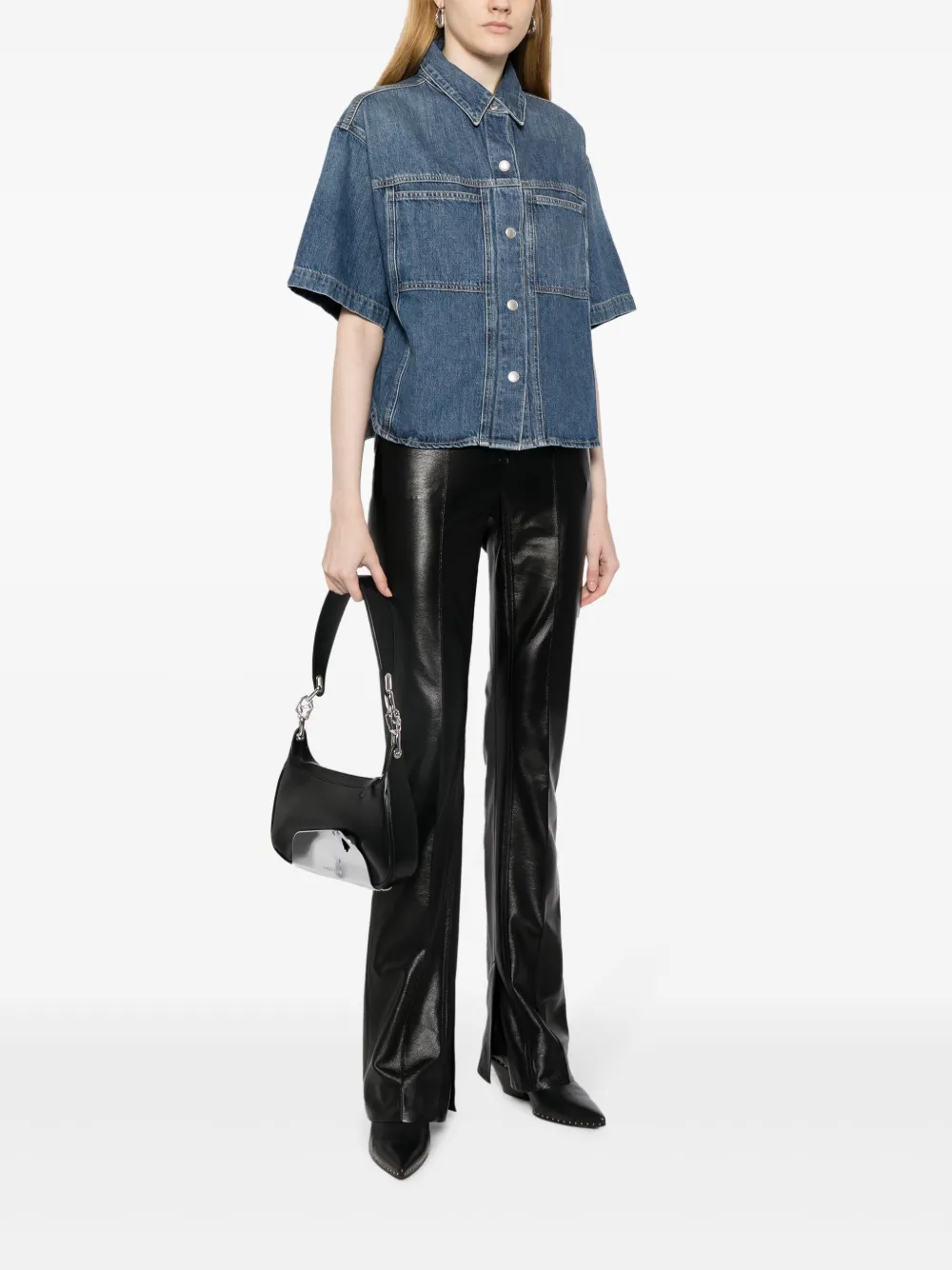 AGOLDE short-sleeved denim shirt - Blauw
