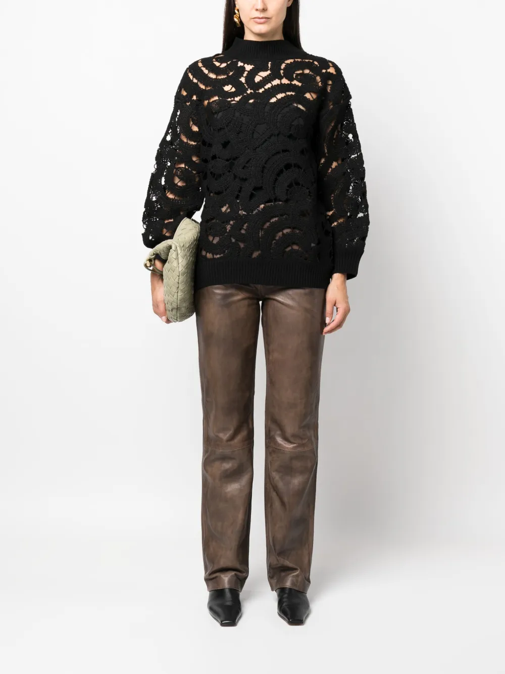 Fabiana Filippi crochet-knit wool-blend jumper - Zwart