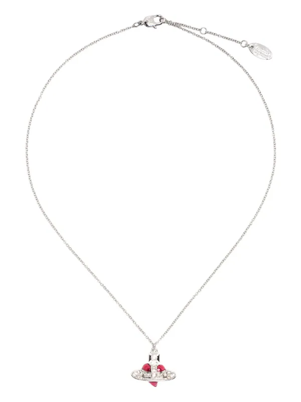 Vivienne Westwood New Diamante Heart Pendant Necklace | Silver
