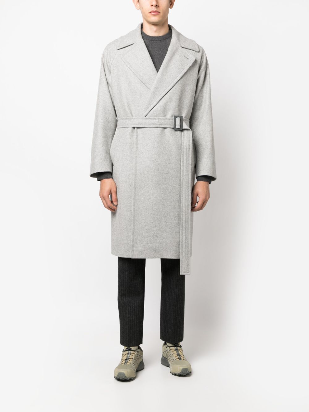 Hevo double-breasted belted wool coat - Grijs