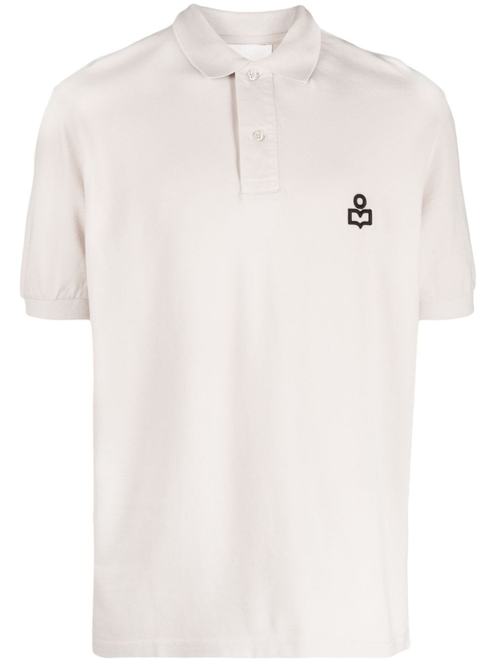 Isabel Marant Logo-embroidered Cotton Polo Shirt In Neutrals