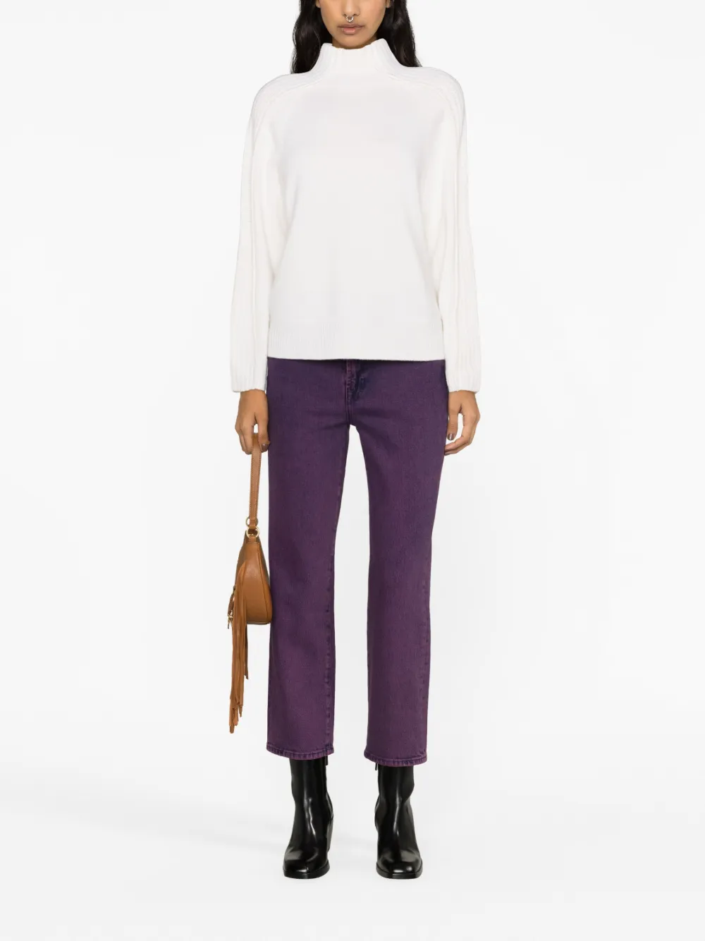 Calvin Klein Mock-neck Wool Jumper In Neutrals