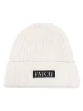 Patou logo-patch ribbed beanie - White