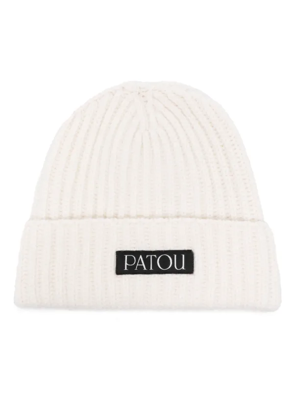Patou パトゥ ロゴパッチ リブビーニー ホワイト Patou リブビーニー | ホワイト | FARFETCH JP