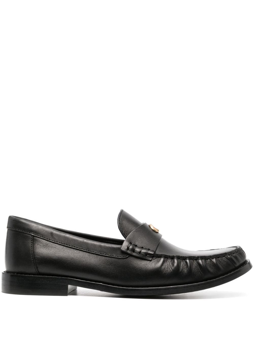 Coach Logo-plaque Leather Loafers In Black