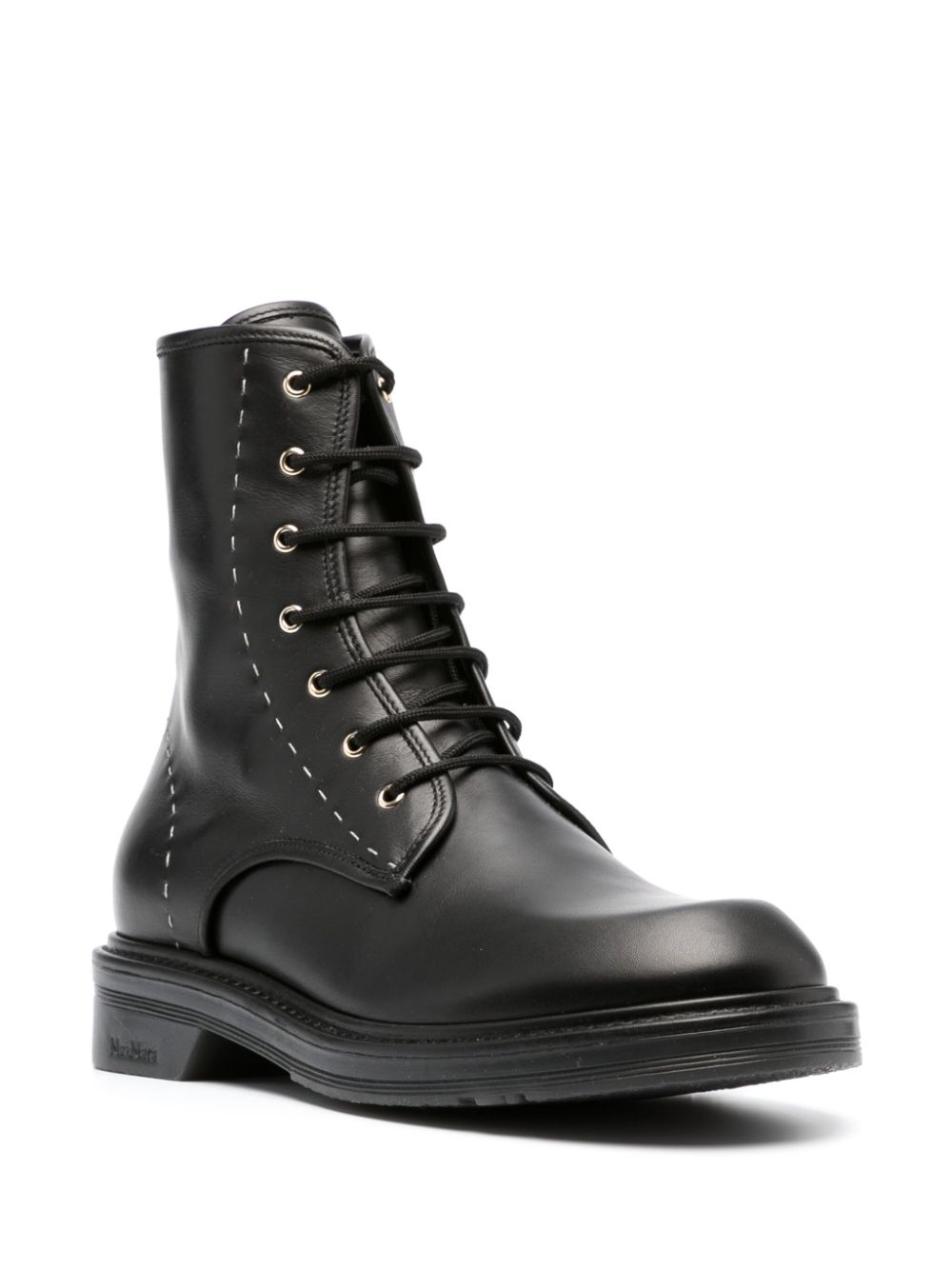 Max Mara decorative-stitching leather boots - Zwart