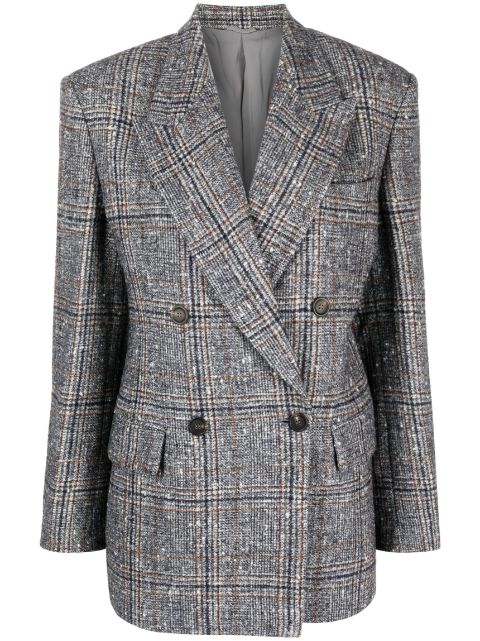 Brunello Cucinelli Prince Of Wales double-breasted blazer Women