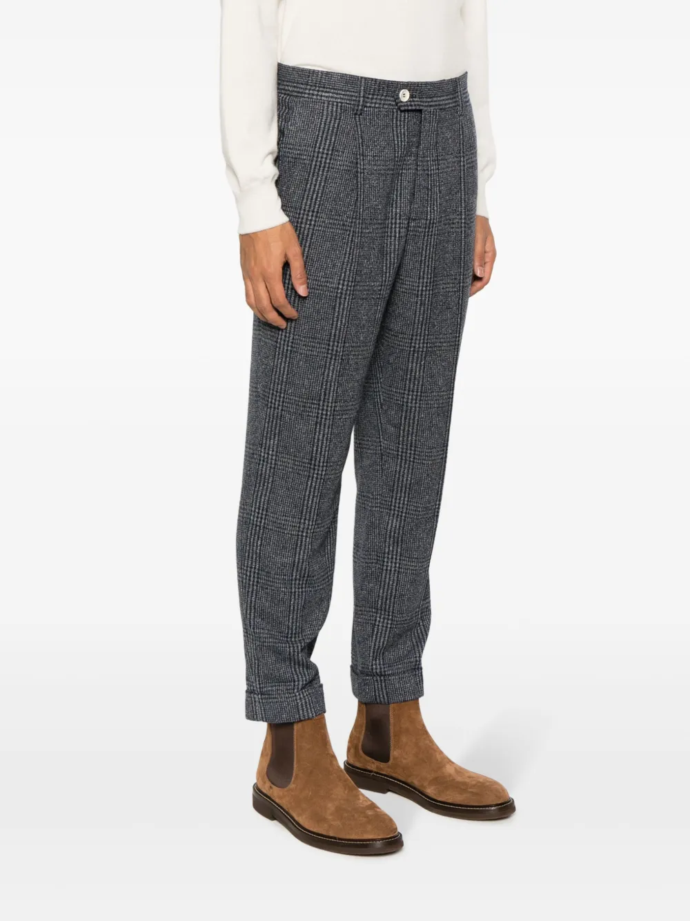 Brunello Cucinelli Geruite pantalon Blauw