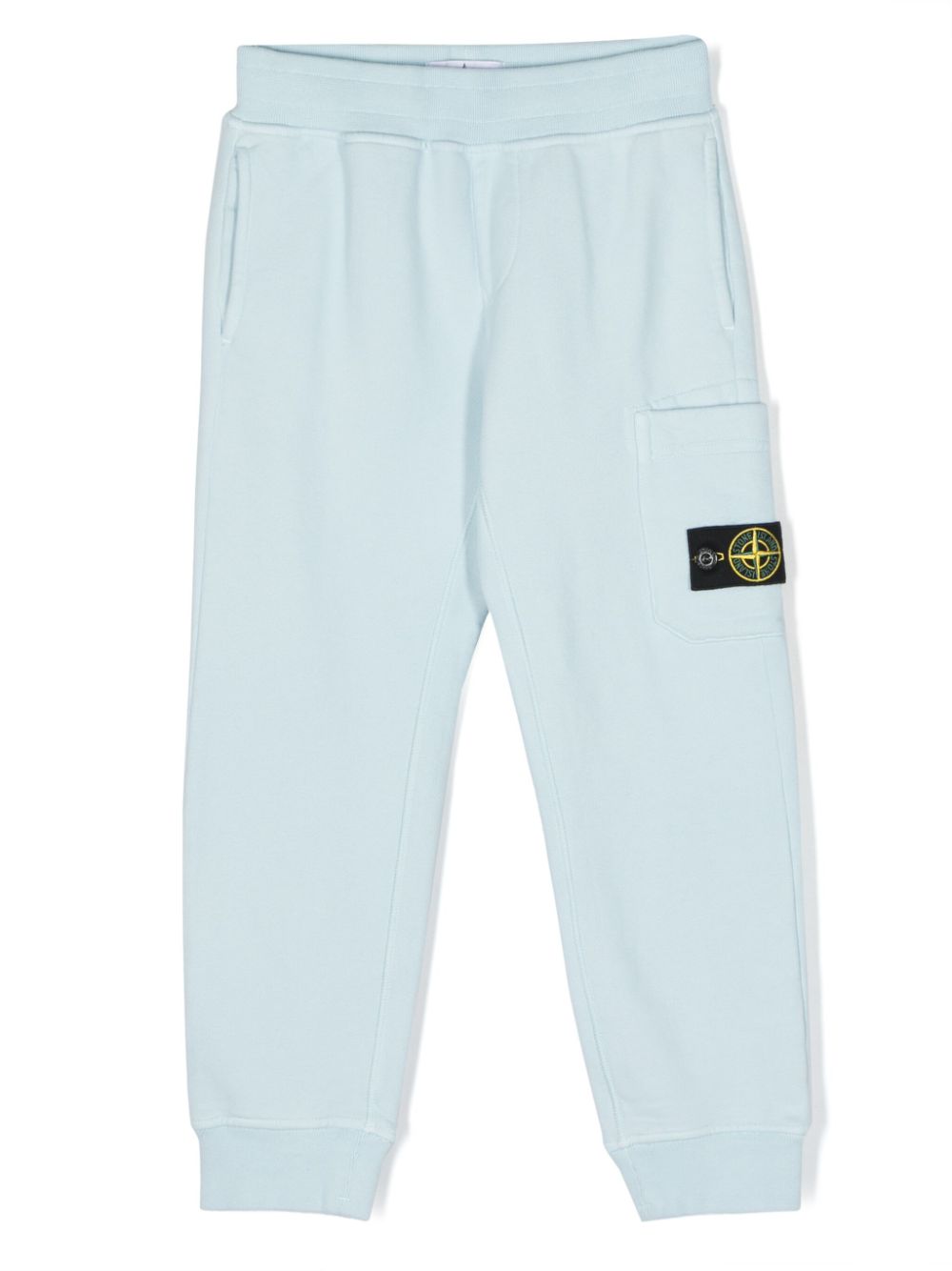 Stone Island Junior Compass-badge cotton track pants - Blue