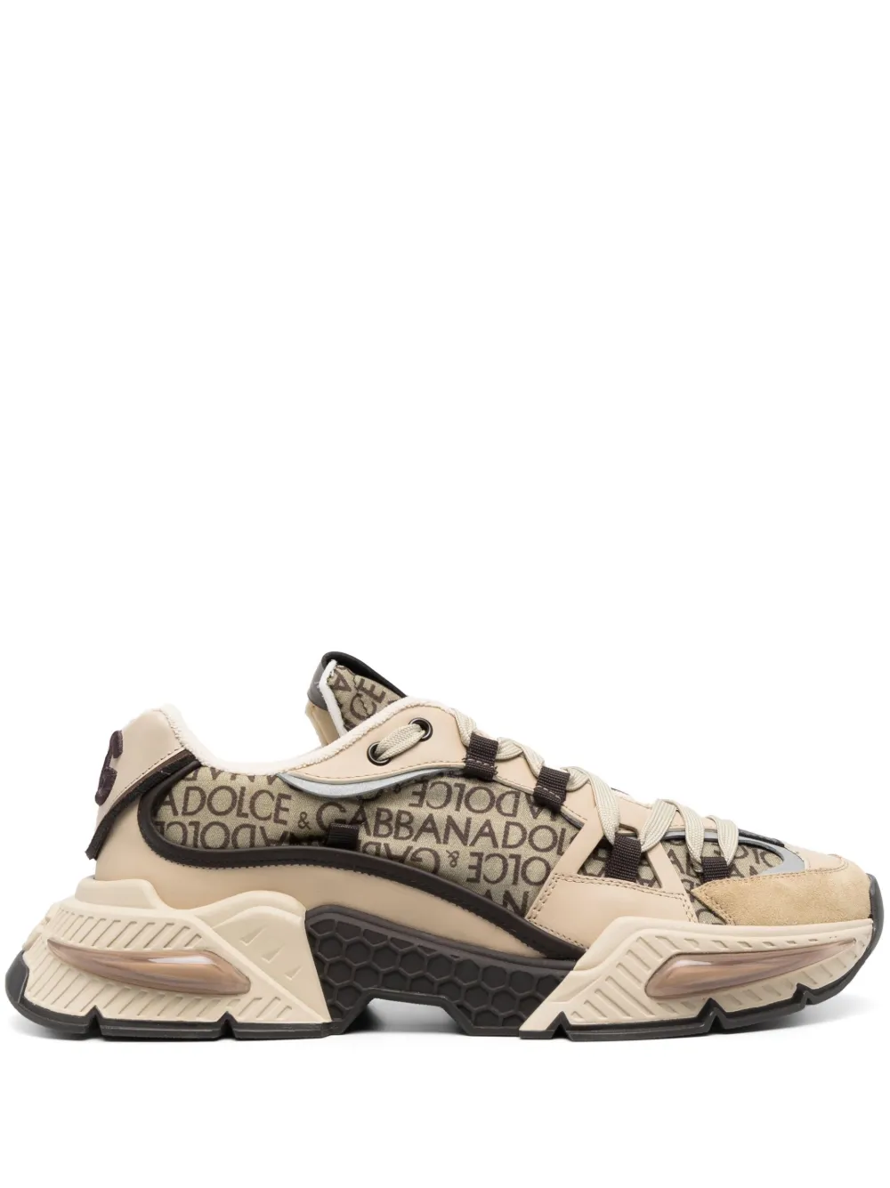 Shop Dolce & Gabbana Nylon Airmaster Panelled Low-top Sneakers In Neutrals