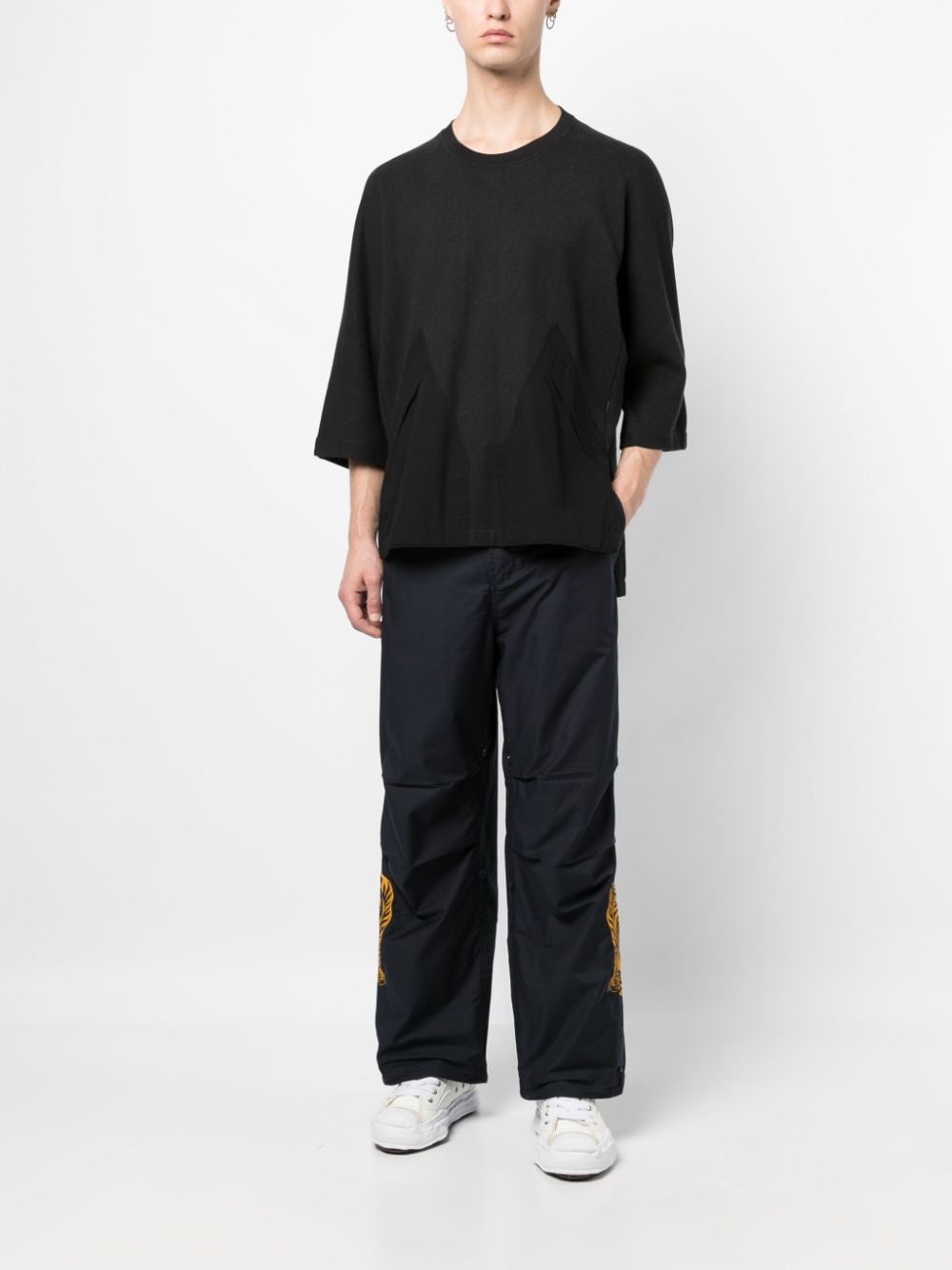 Shop Maharishi Crew-neck Knitted T-shirt In Black