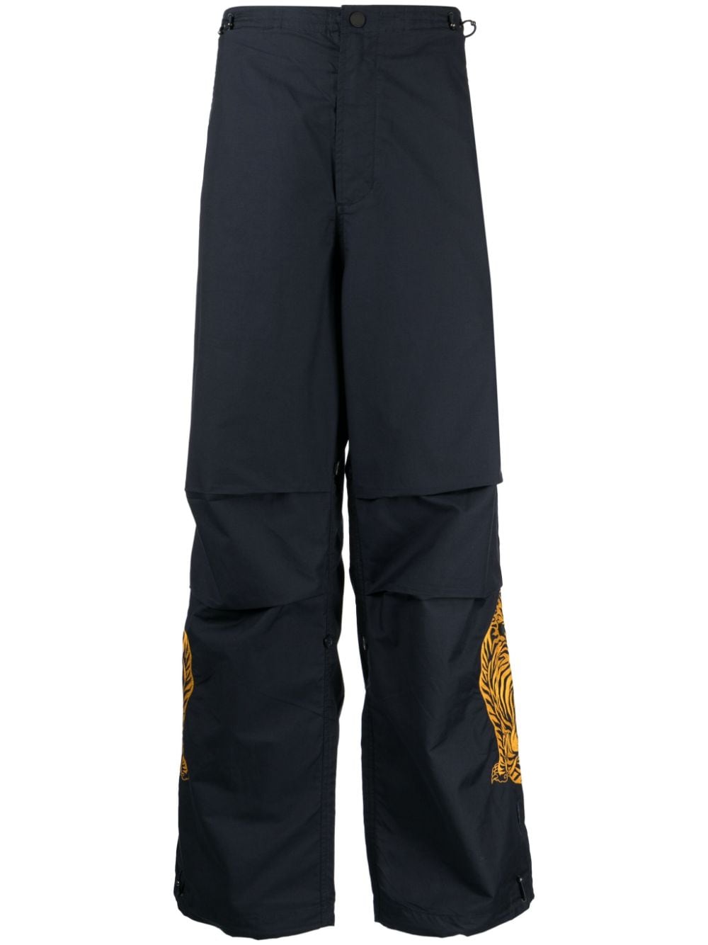 Maharishi Tiger-print Straight-leg Trousers In Blue