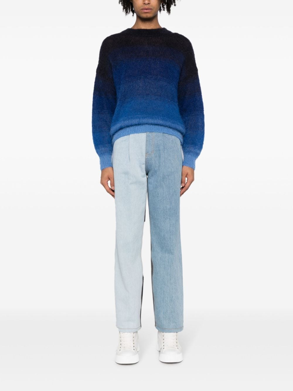Shop Ader Error Patchwork Wide-leg Jeans In Blue